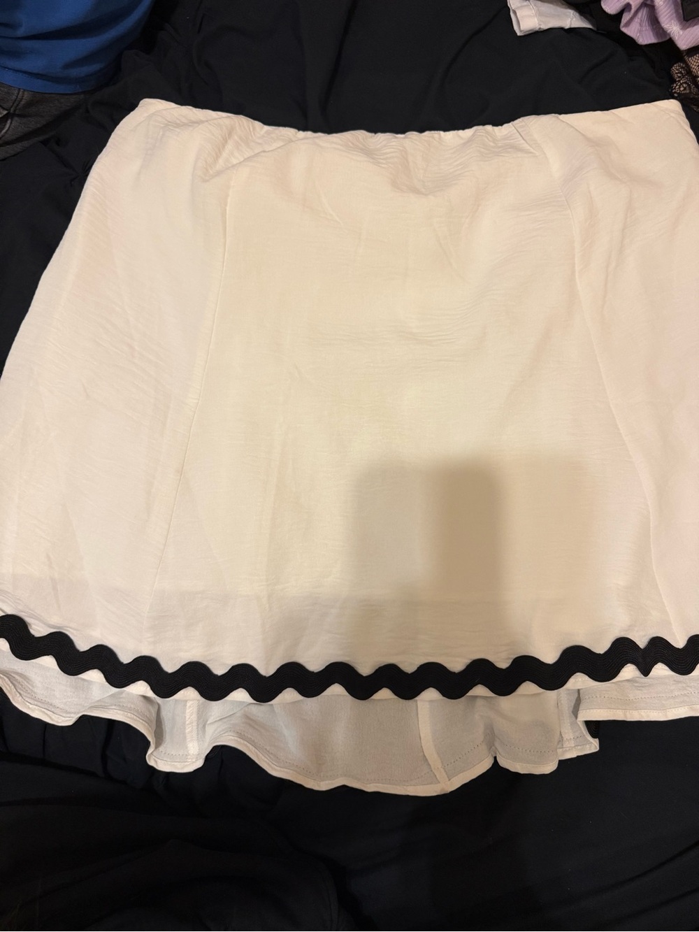 Classic White Circle Skirt with Black Wave Trim